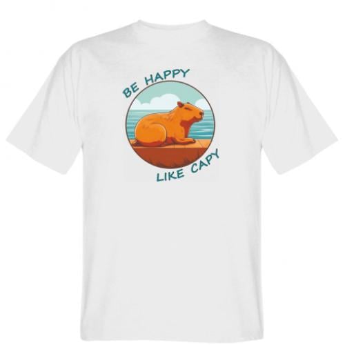 Футболка мужская Gildan Be Happy Like Capy M Белый (19283565-1-192547-M)