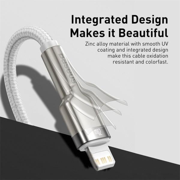 Кабель для швидкої зарядки BASEUS Type-C Lightning PD 20W Cafule Series Metal Data Cable 2 м White (CATLJK-B02) - фото 8