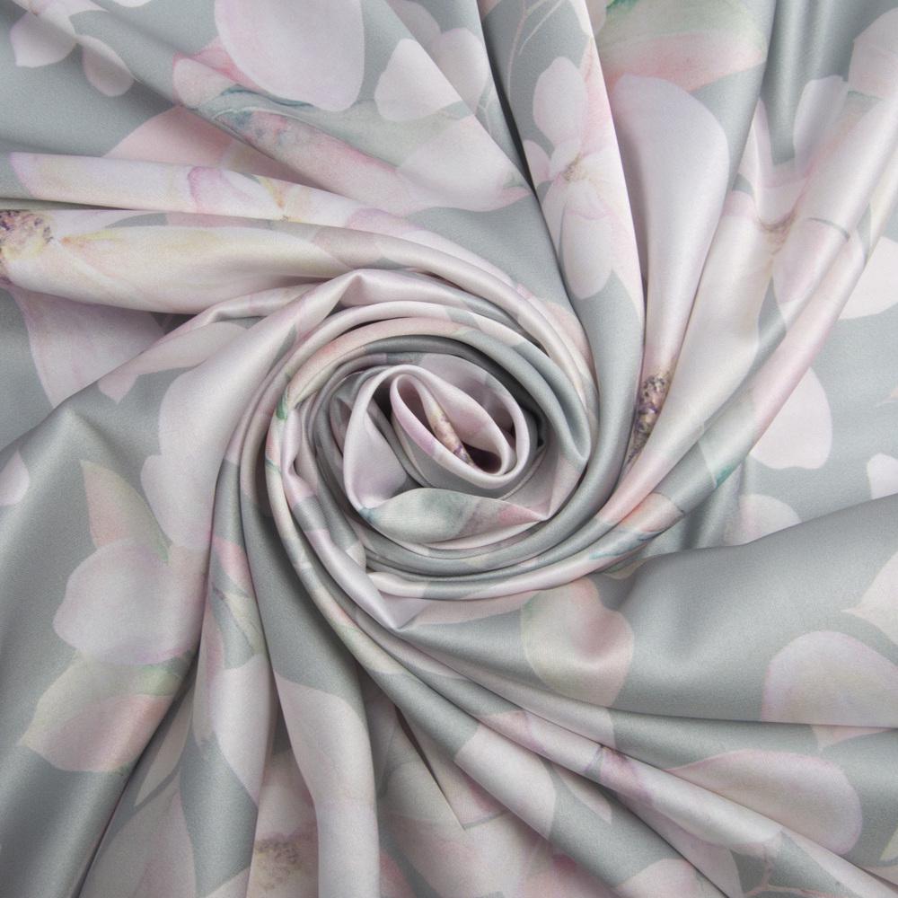 Ткань платевая атлас шелк магнолия Полынь (16516)