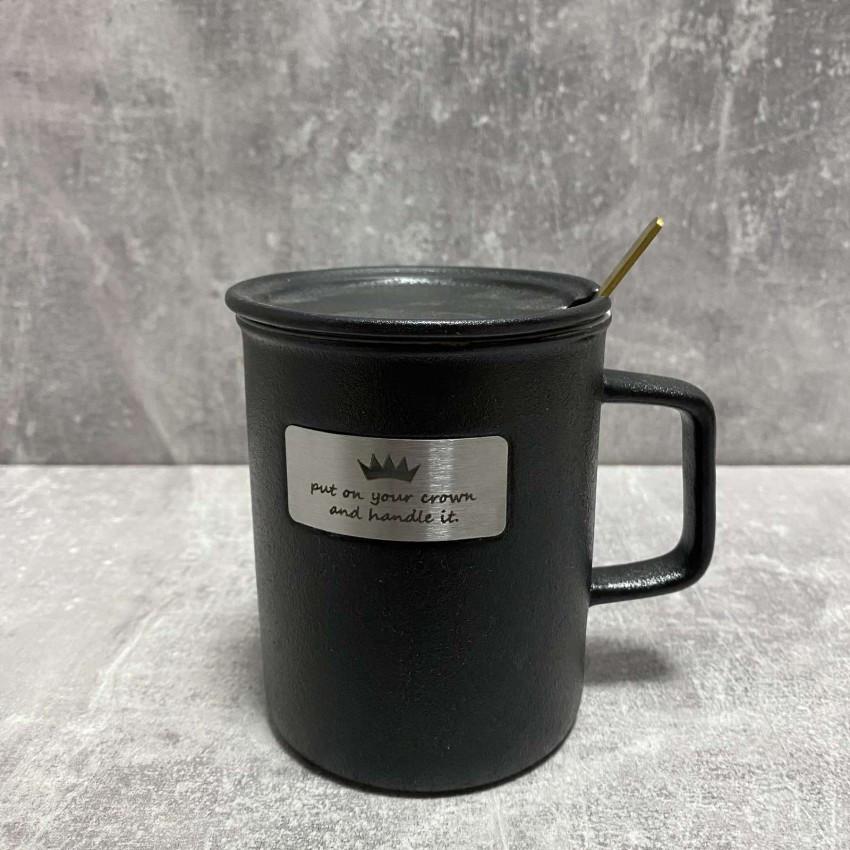 Чашка Stenson R29537 з кришкою і ложкою порцелянова 400 м