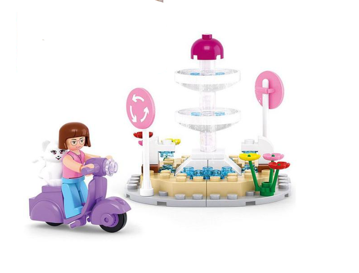 Конструктор дитячий Sluban фонтан/моторолер/фігурка/кошеня 79 дет. (M38-B0519)