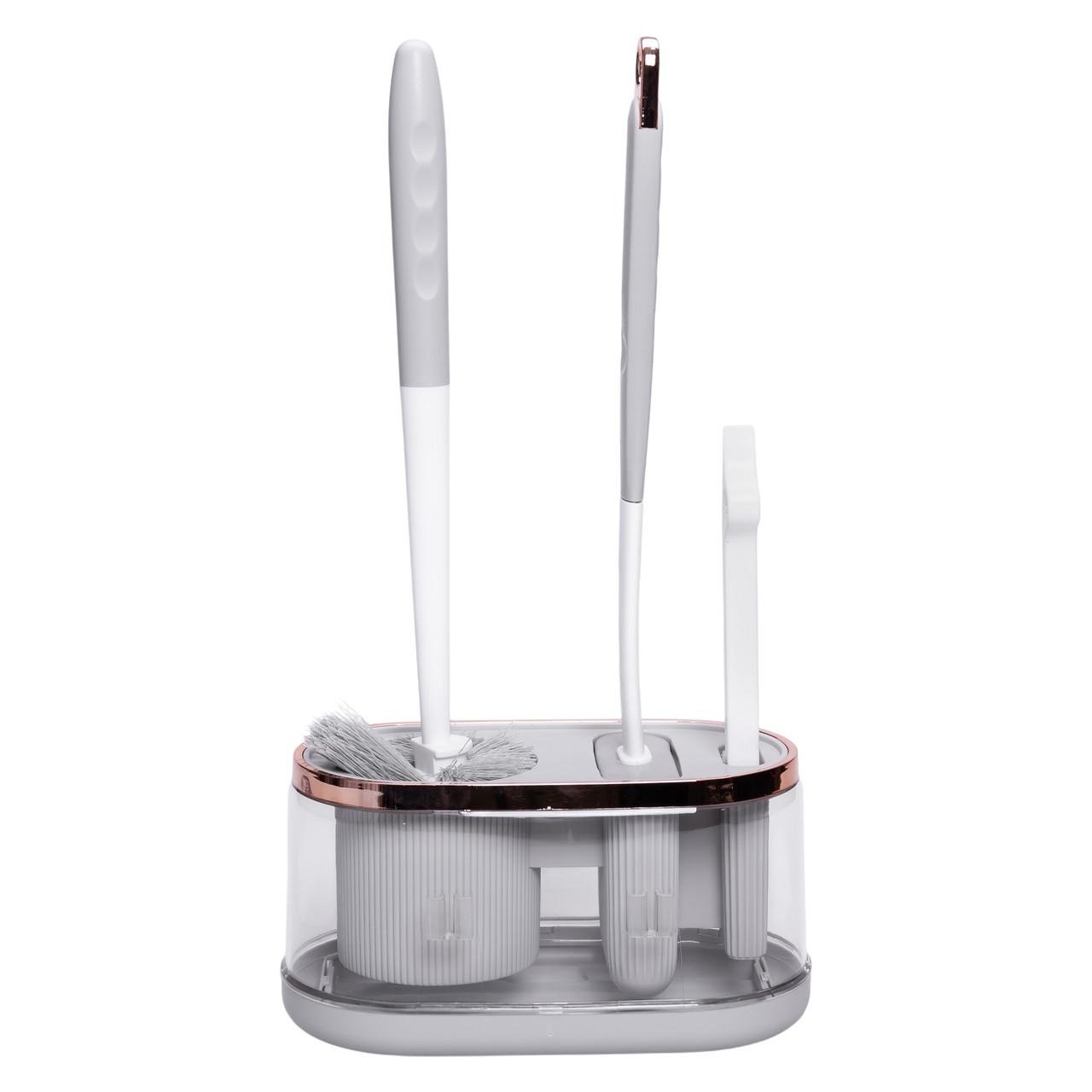 Набір для туалету настінний 3в1 2 йоржи/щітка (HP-35015-47G) - фото 1 Набір для туалету настінний 3в1 2 йоржи/щітка (HP-35015-47G) - фото 1