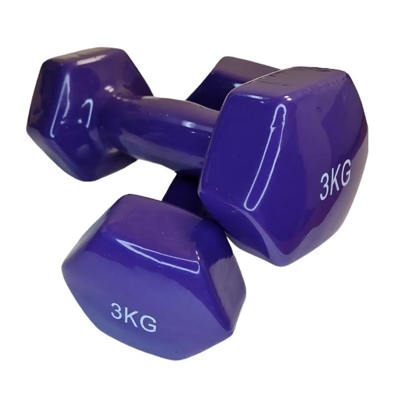 Набір гантель із вініловим покриттям Feel Fit 2 шт. 3 кг Фіолетовий - фото 2 Набір гантель із вініловим покриттям Feel Fit 2 шт. 3 кг Фіолетовий - фото 2
