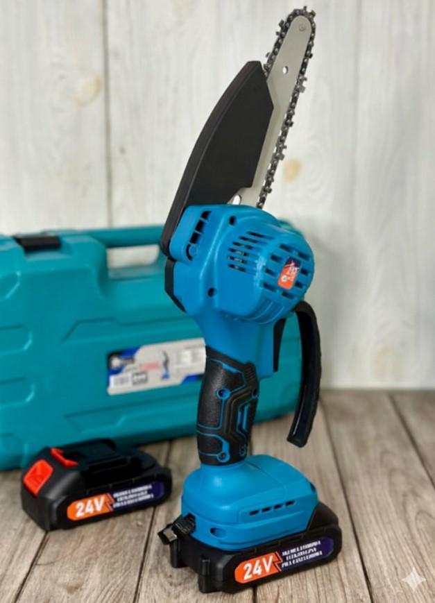 Цепная мини-пила Domotec 6" на аккумуляторе 24V с кейсом и двумя батареями Синий (2104618704) - фото 15 Цепная мини-пила Domotec 6" на аккумуляторе 24V с кейсом и двумя батареями Синий (2104618704) - фото 15