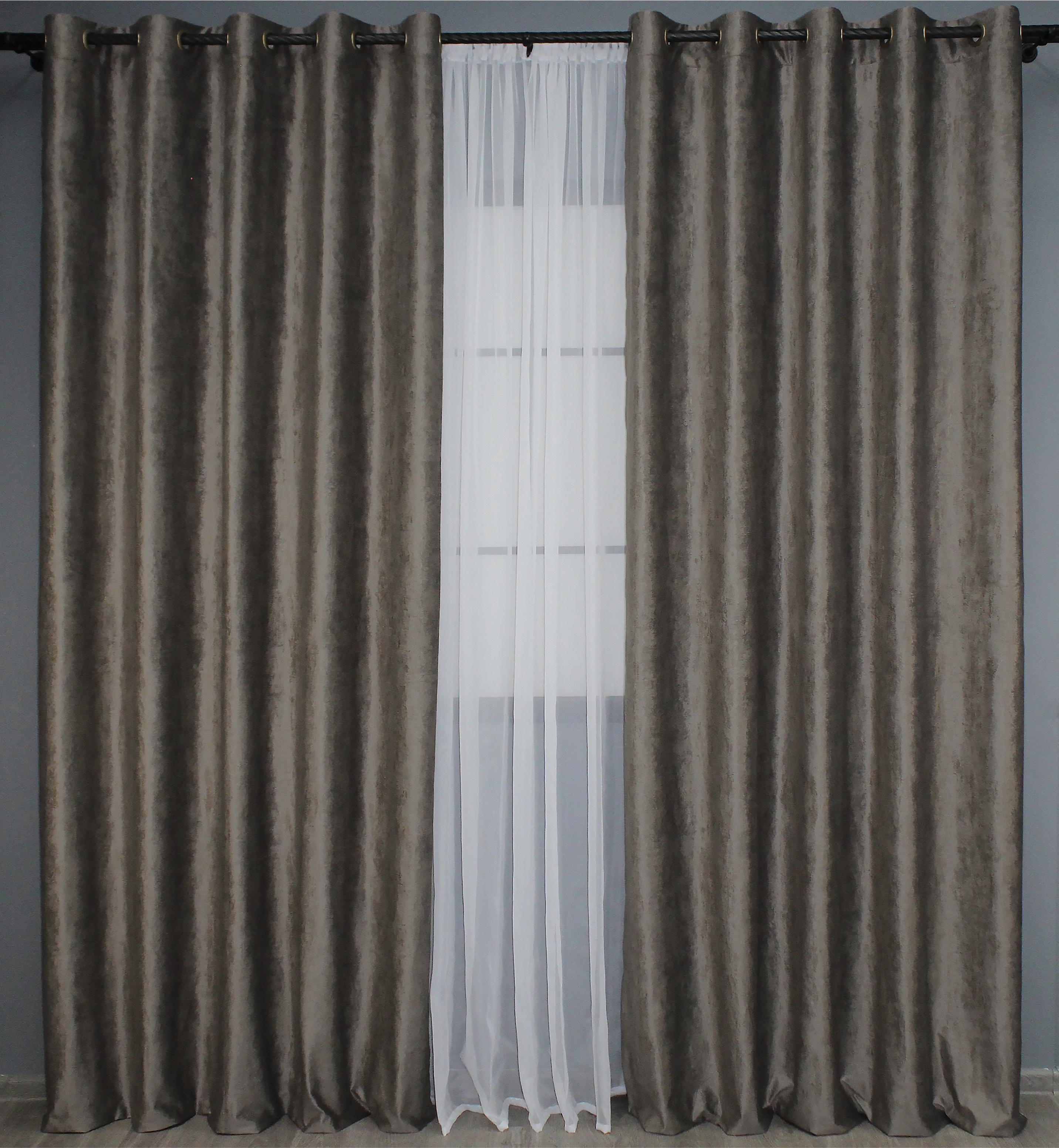 Комплект штор на люверсах VR-Textil Бархат Афина № 1319ш 150х270 см 2 шт. Какао (37-0080)