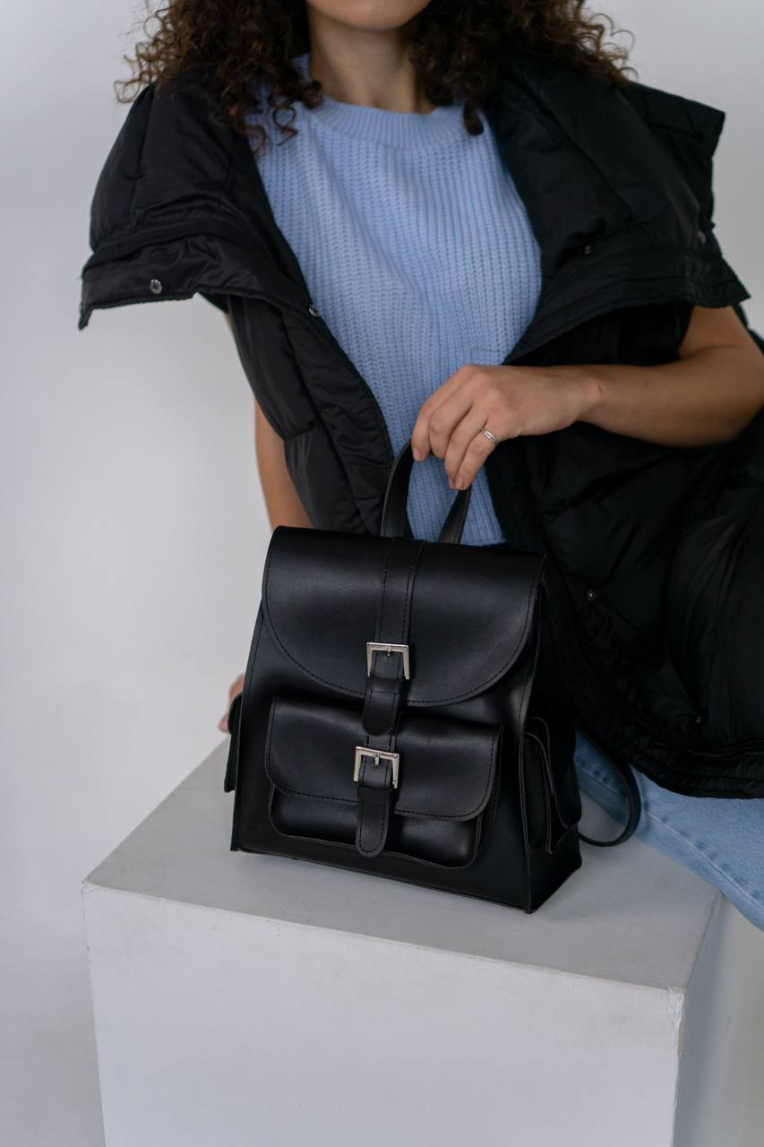 Рюкзак жіночий Next Level Bags з екошкіри 27х10х30 см Чорний (02-1843)