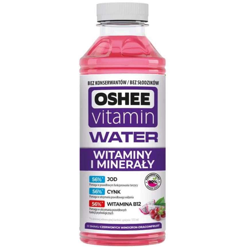 Вода OSHEE Vitamin Water Vitamins and Minerals 555 мл Червоний виноград/Драконовий фрукт
