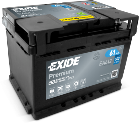 Акумулятор для легкового автомобіля EXIDE PREMIUM Euro EA612 61 Ah 12V (18073432)