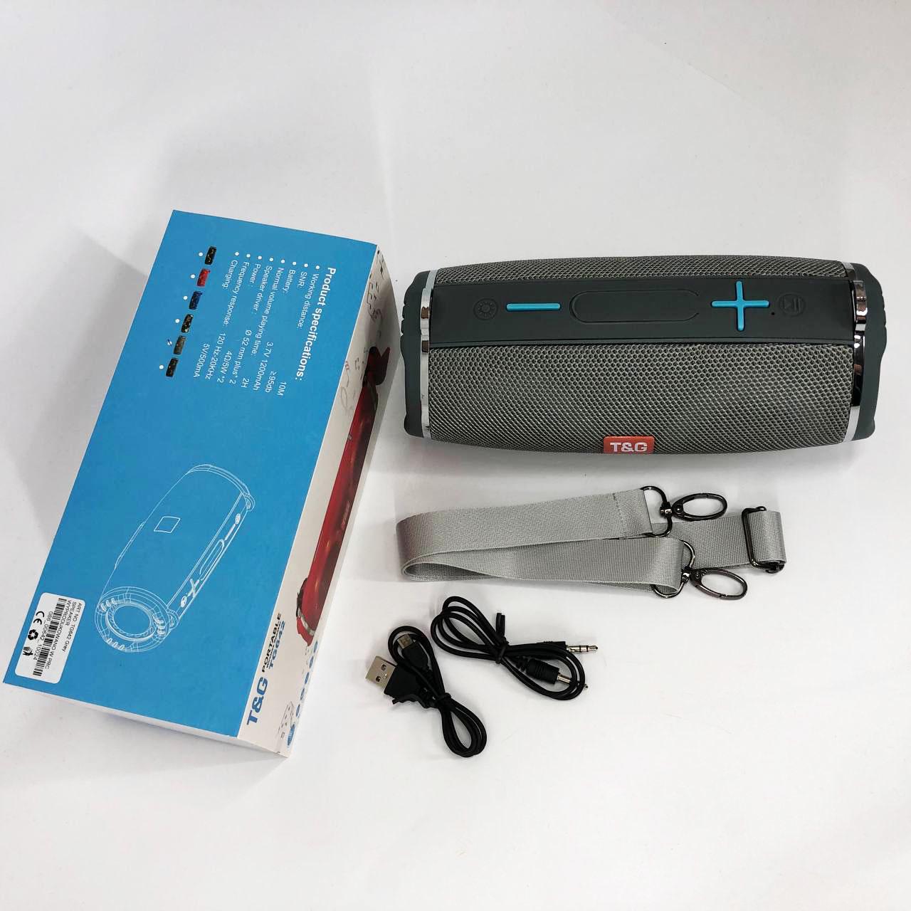 Портативна колонка з RGB підсвічуванням та ремінцем Сірий (TG642) - фото 9