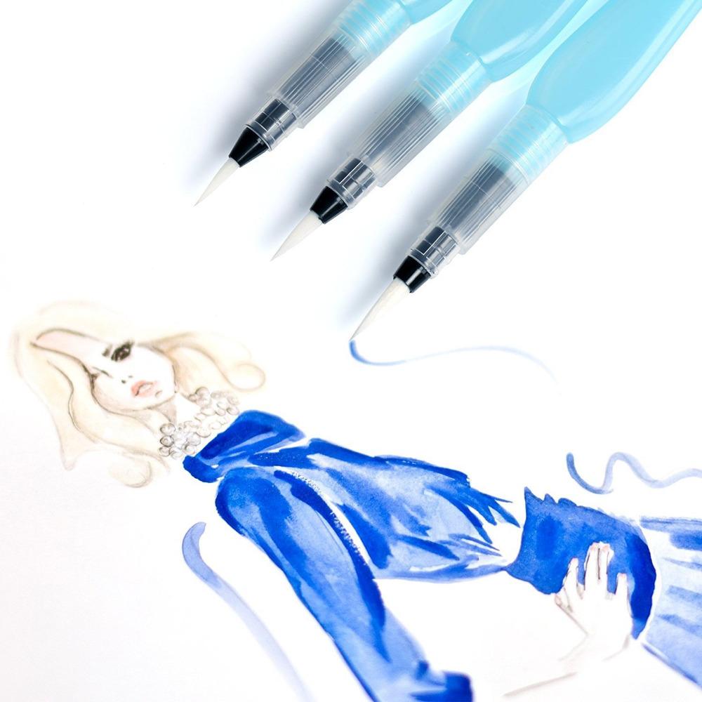 Набір пензликів Worison з резервуаром для води Water Brush Pen 3 шт. (WPB-3) - фото 8