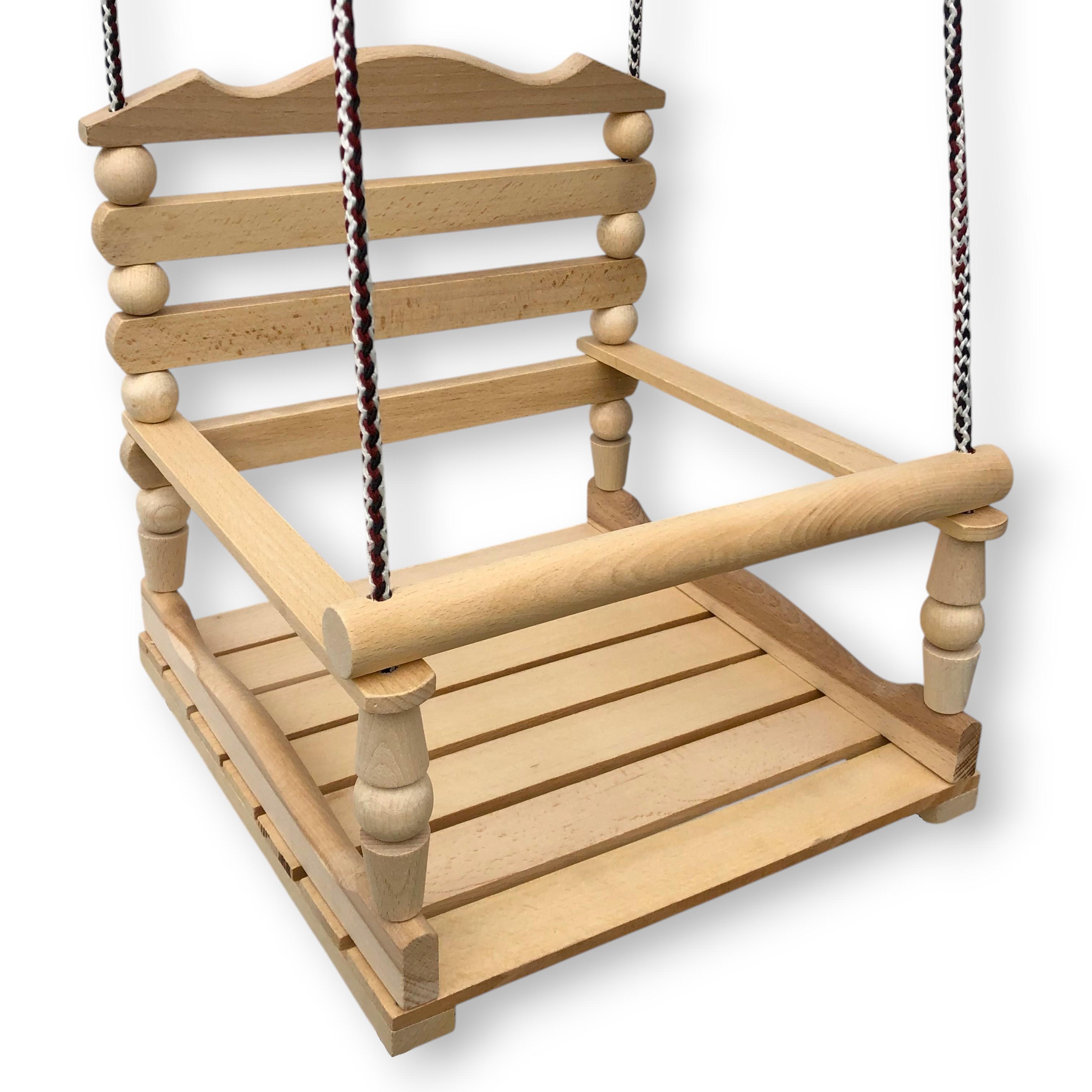 Качели детская деревянная подвесная закрытая со спинкой 33х33х33 см (HO12)