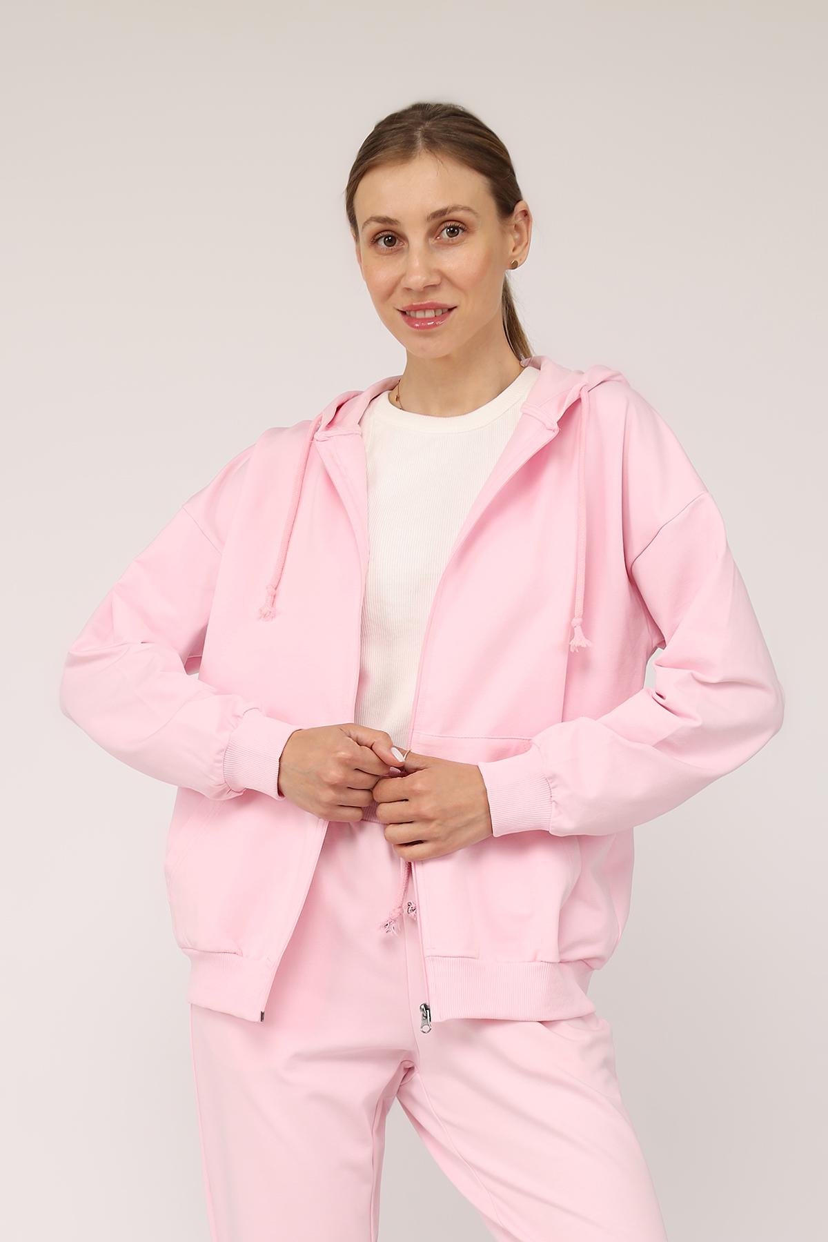 Толстовка жіноча на блискавці ЦБ-00266278 р. 40 Рожевий (SKT001035564)