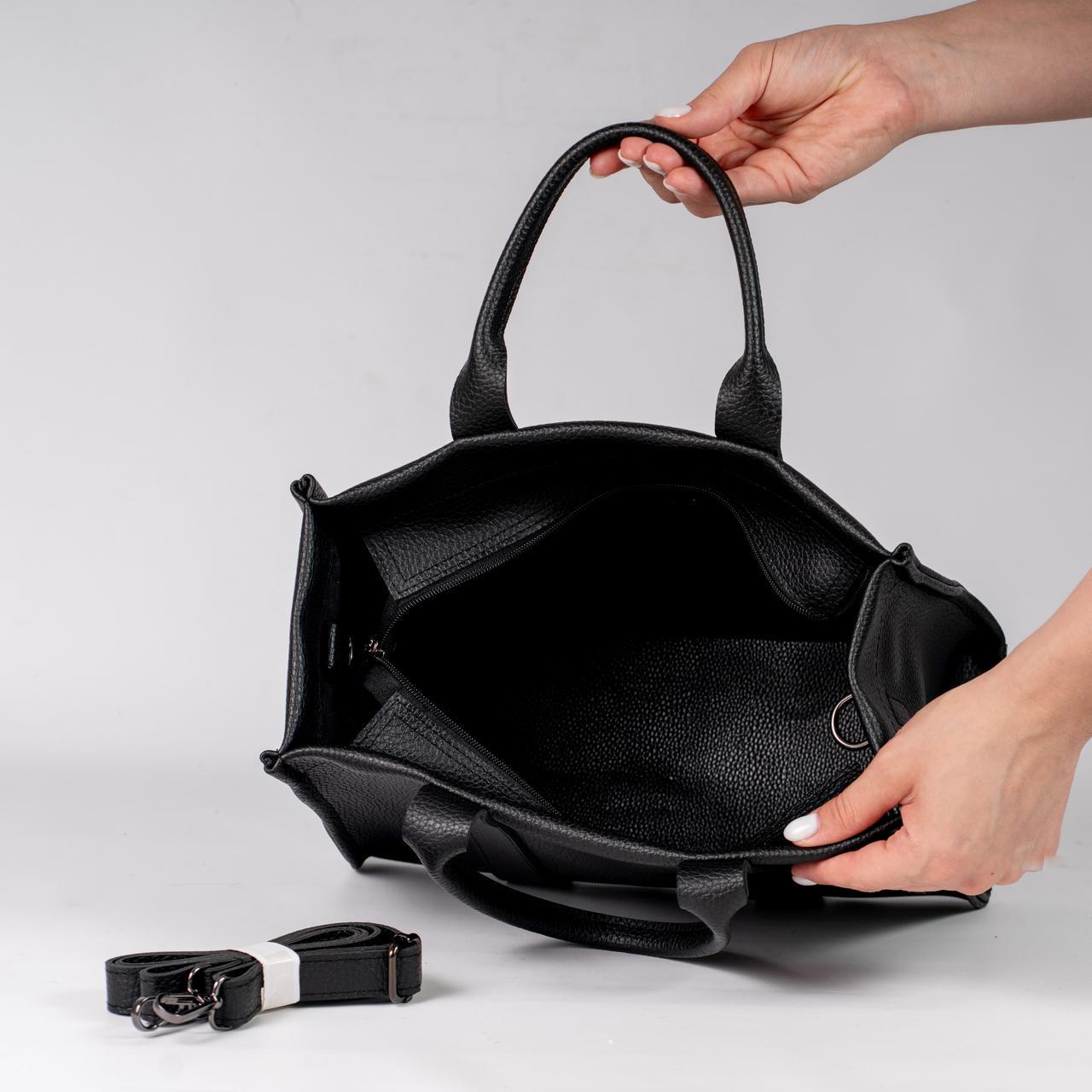 Сумка женская тоут большая с длинным ремешком KVITUCHA № 51-24 Черный - фото 2