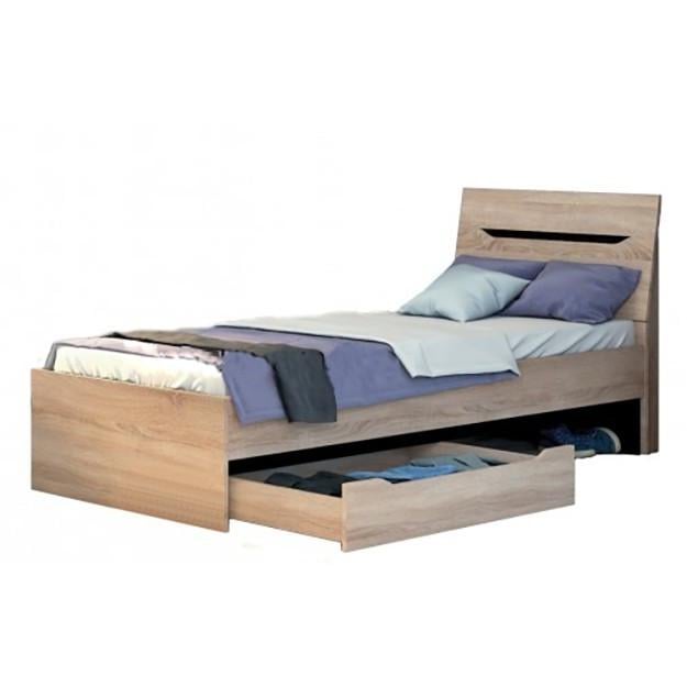 Кровать классическая односпальная Мастер Форм Аякс с ящиками 85х213,2х87 см Дуб сонома/Венге магия (23296044)