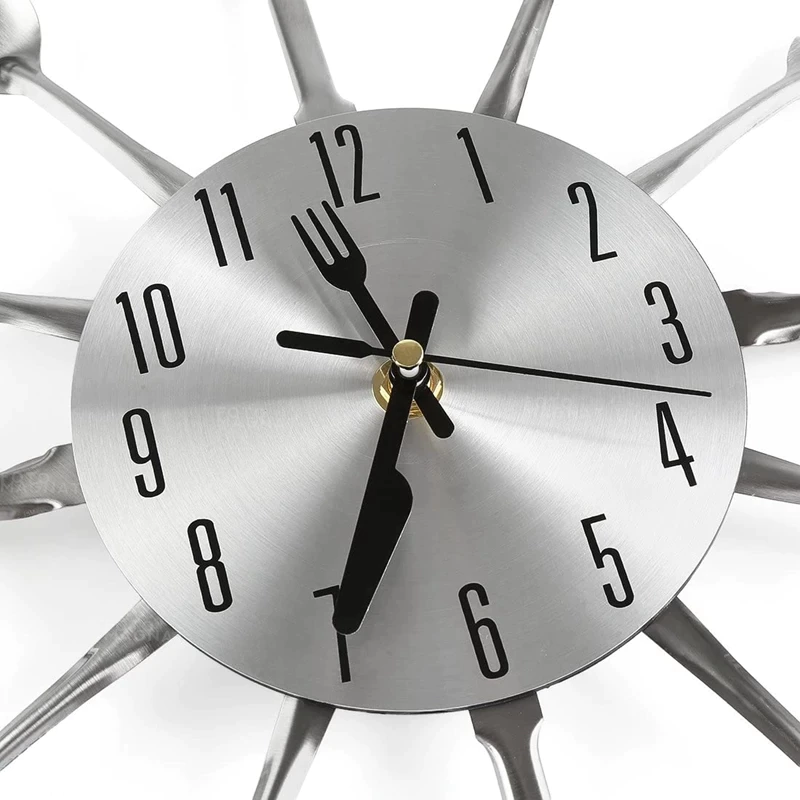 Часы настенные Ложки-вилки для кухни 42х42 см металлические - фото 2