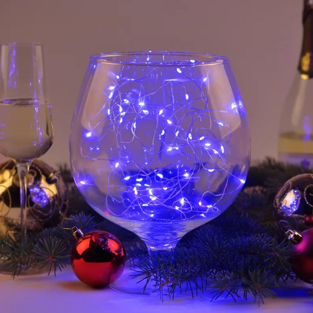 Гирлянда новогодняя на батарейках Xmas Капля росы 20 м Синий (7293)