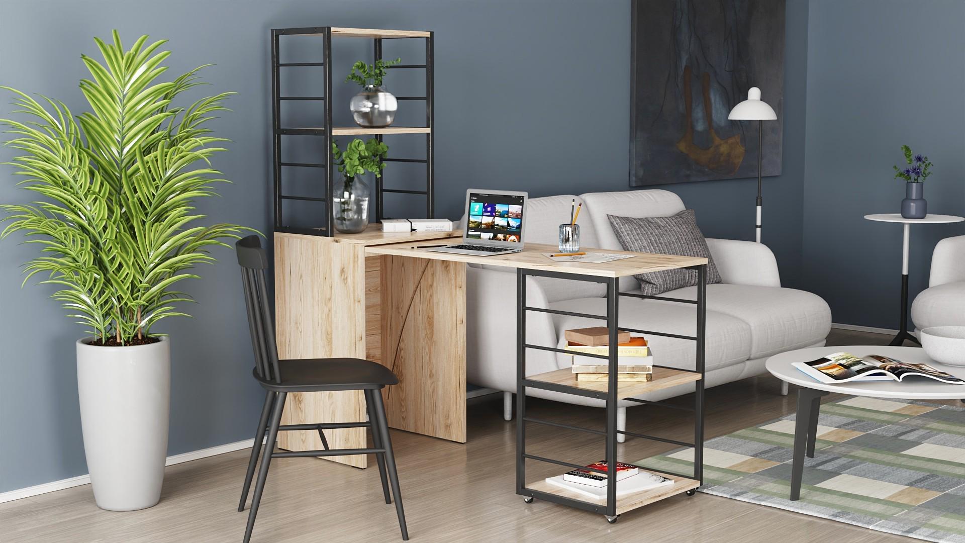 Стіл-тумба трансформер Ferrum-decor Смарт 3/2 з етажеркою метал/ДСП 16 мм 1430x1450x600 мм Чорний/Дуб Сан-Марино (FRD-105117) - фото 10 Стіл-тумба трансформер Ferrum-decor Смарт 3/2 з етажеркою метал/ДСП 16 мм 1430x1450x600 мм Чорний/Дуб Сан-Марино (FRD-105117) - фото 10