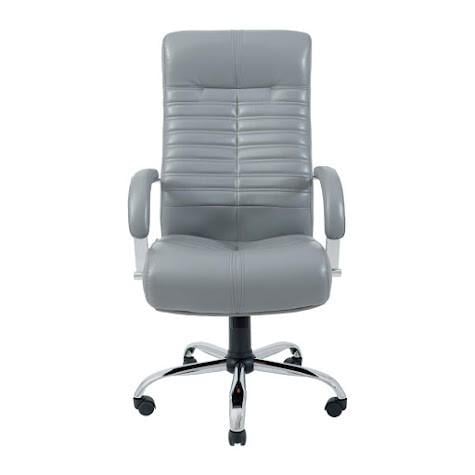 Офісне крісло керівника Orion VIP Хром M1 Tilt натуральна шкіра Lux Сірий