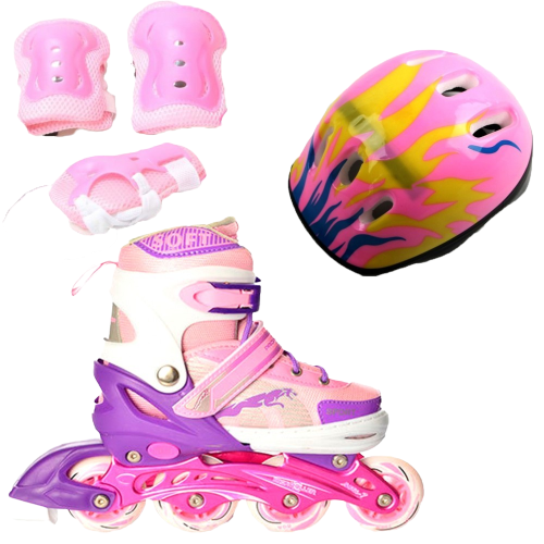 Ролики детские набор Jaguar Combo Ecoline защита и шлем р. 39-42 Розовый (2T3007E)