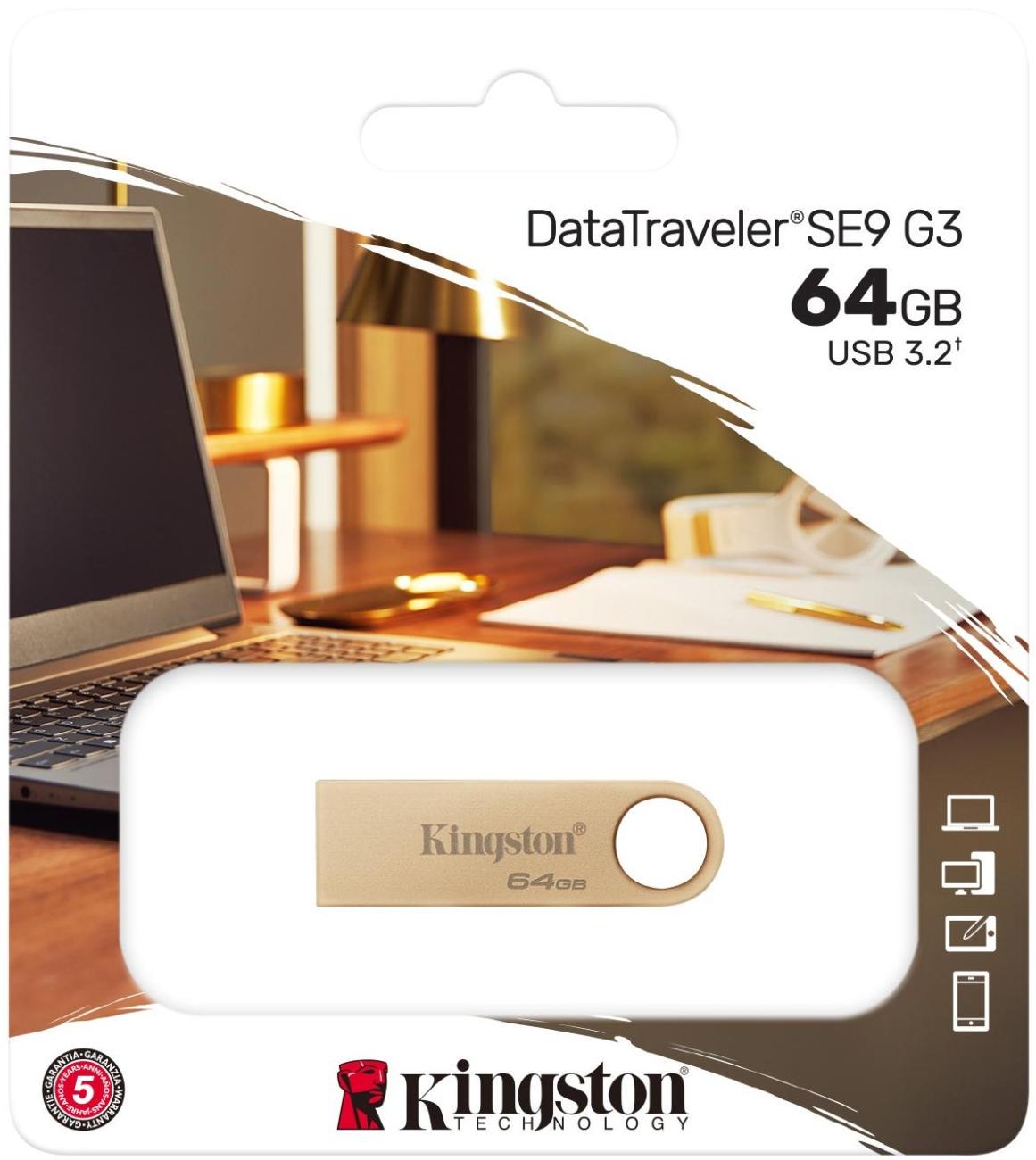 Флеш-память USB Kingston USB 3.2 Type-A Gen1 DT SE9 G3 64 GB (DTSE9G3/64GB) - фото 6