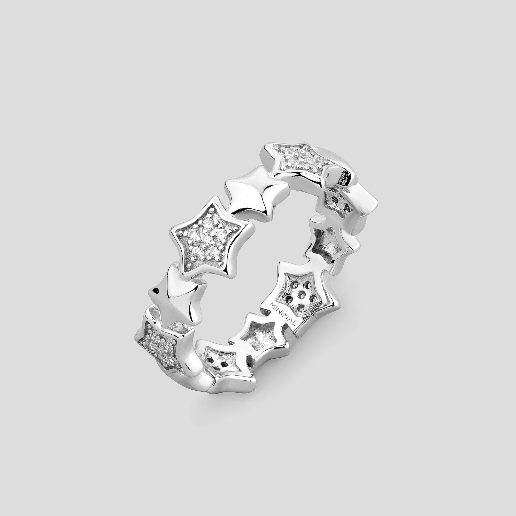 Серебряное кольцо Minimal Звездный танец р. 16 (16525)