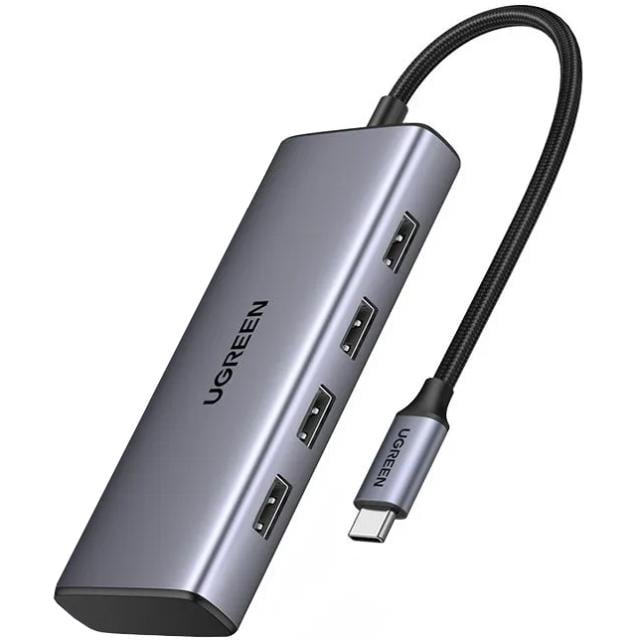 USB-хаб UGREEN CM498 USB 3.0 Type-C 1хUSB 3.0 3хUSB 2.0 2xHDMI 4K 30 Гц PD Grey (35897)