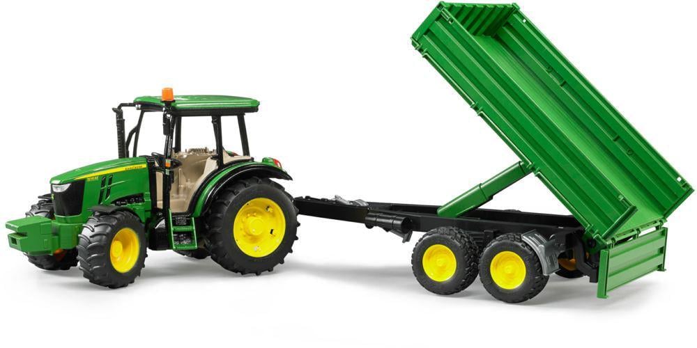 Іграшка трактор Bruder John Deere 5115M із причепом що перекидається модель 1:16 02108