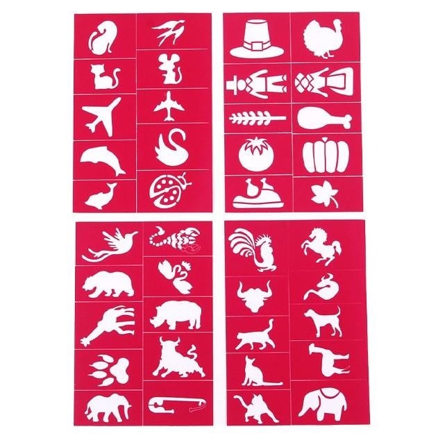 Набор трафаретов для грима блеск тату глиттер тату TRF-04 Animals & Objects (138018) Набор трафаретов для грима блеск тату глиттер тату TRF-04 Animals & Objects (138018)