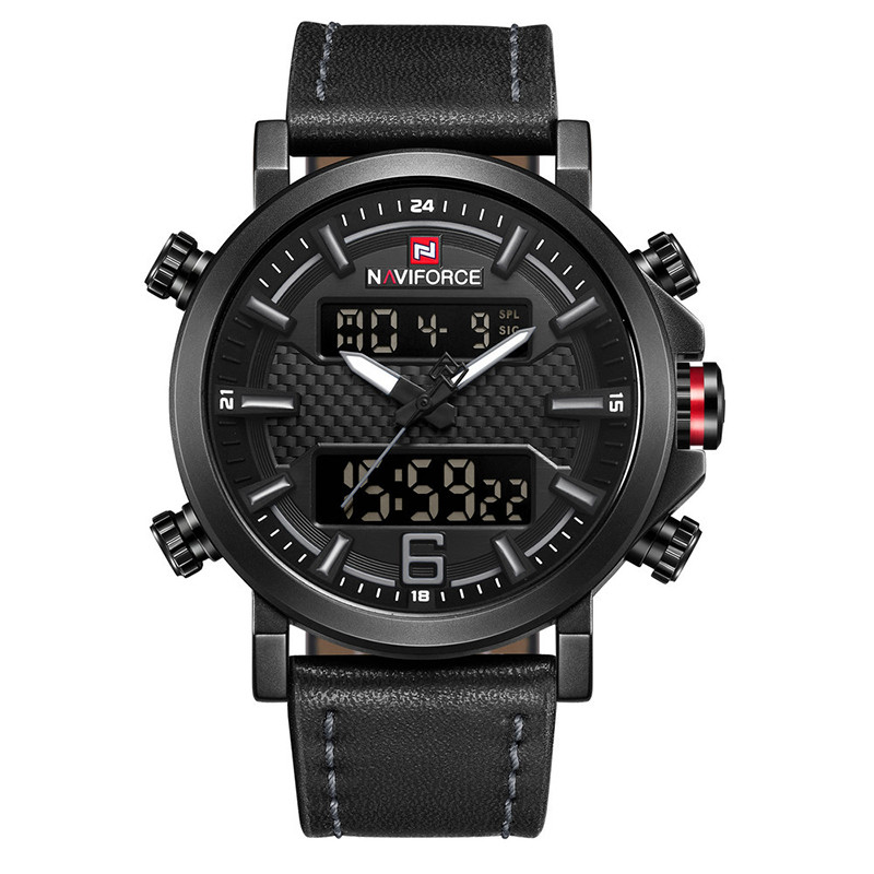 Часы мужские спортивные кварцевые с двойным дисплеем NAVIFORCE NF9135 Black