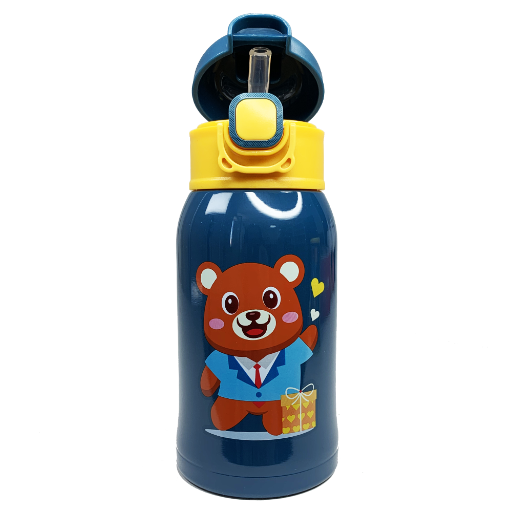 Термос дитячий із трубочкою Ведмідь 500 мл Синій (15348644) - фото 2 Термос дитячий із трубочкою Ведмідь 500 мл Синій (15348644) - фото 2