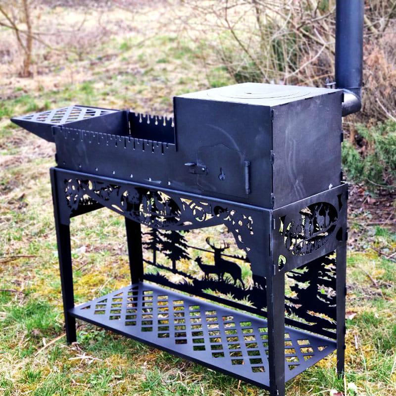 Мангал-піч каркаса 3 мм 1350х370х735 мм Чорний