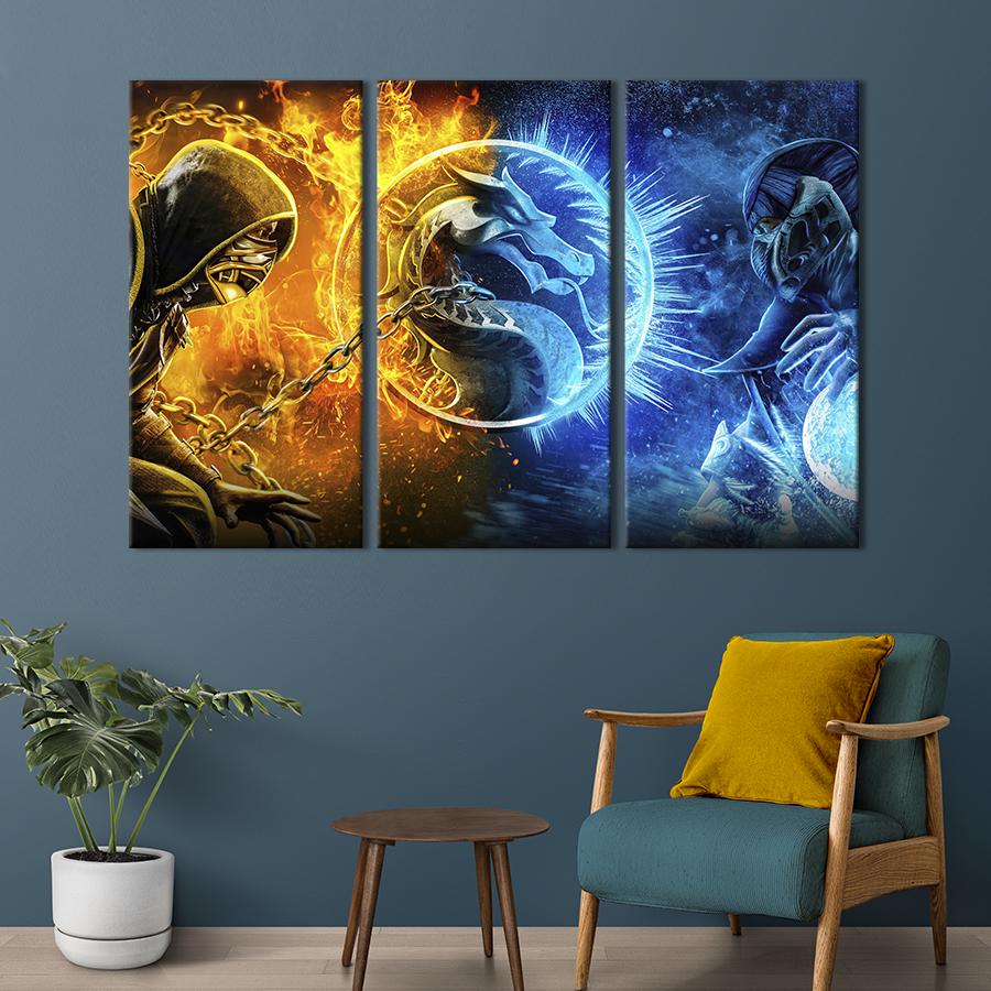 Картина на холсте триптих Sub Zero / Scorpion 78x48 см (1507-31)