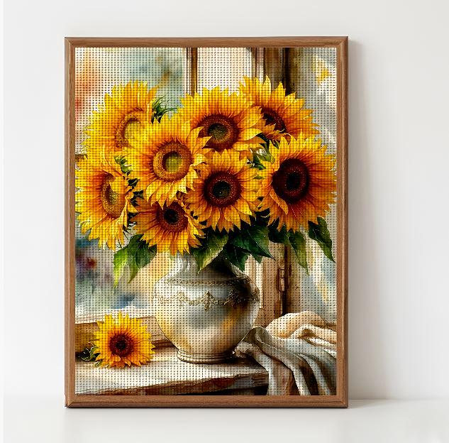 Набор для вышивки крестом ZUOANLF Натюрморт с пышным букетом 14CT канва Аида с нанесенным рисунком 40х40 см (2939585830)