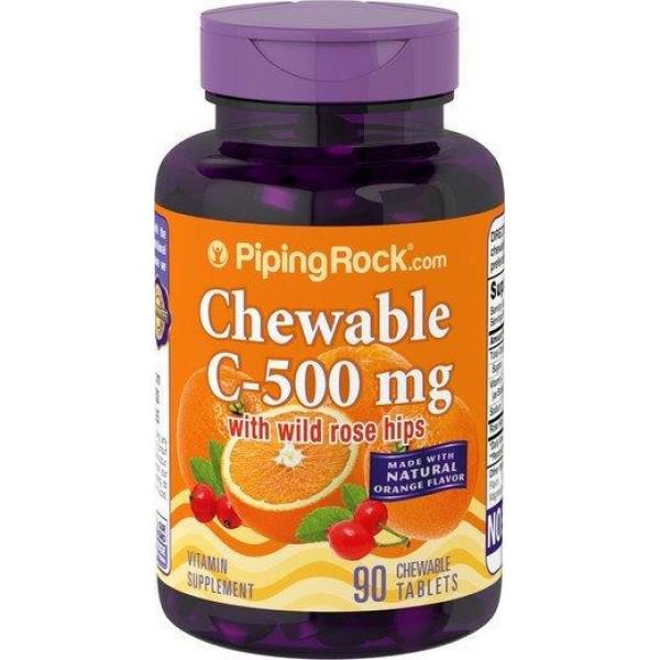 Витамин С Piping Rock Chewable Vitamin C 500 mg 90 Chewable Tablets Natural Orange