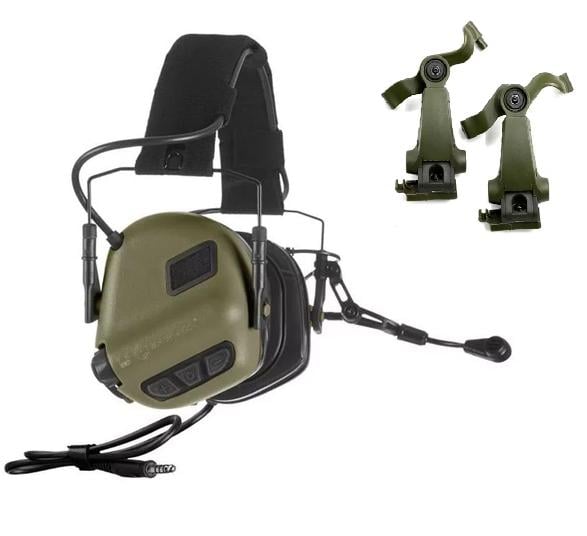 Наушники активные для стрельбы Earmor M32 Plus NRR 22 с креплением Чебурашка Earmor M16A Оливковый