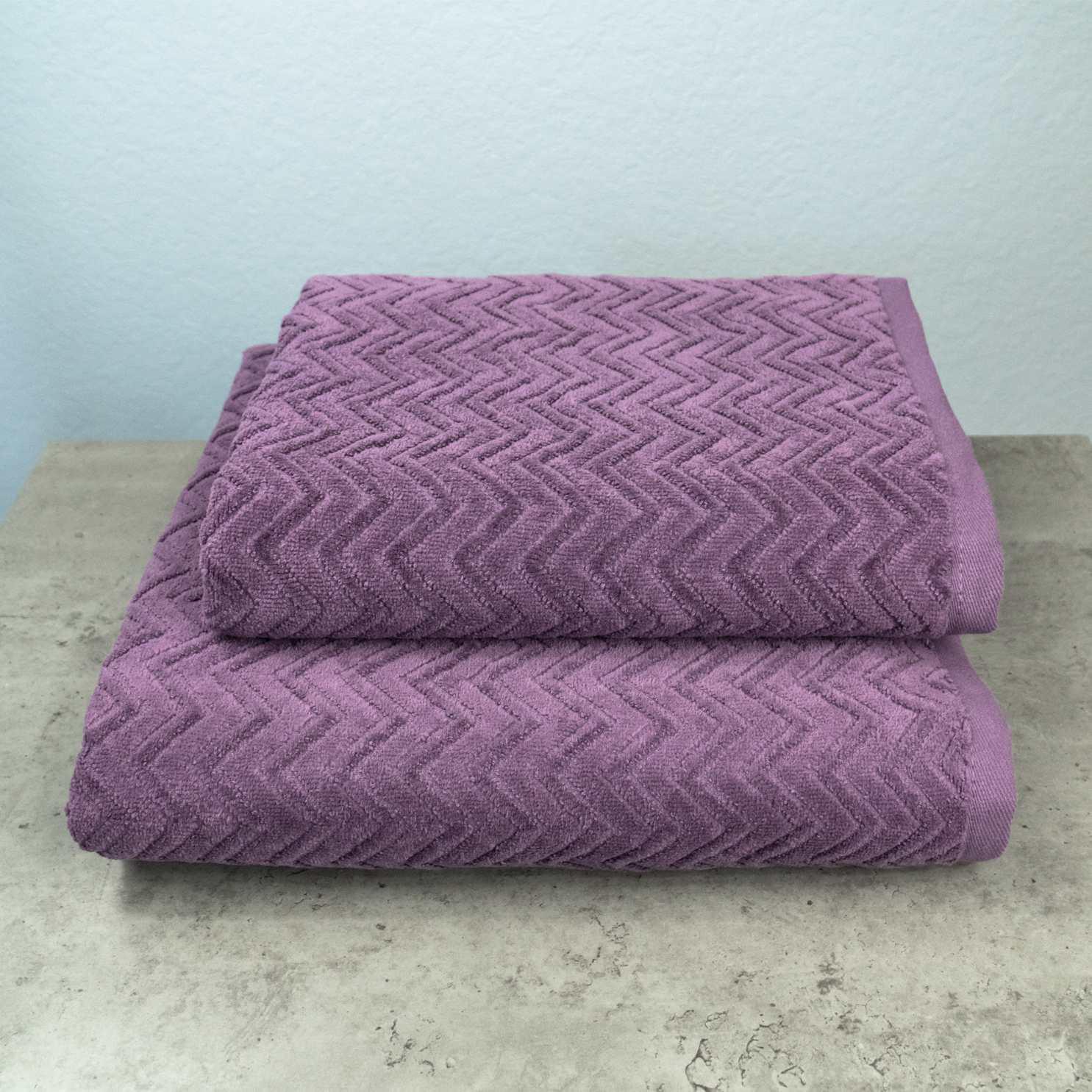 Набор полотенец GM Textile жаккардовые с велюром 2 шт. 50x90 см/70x140 см Темно-фиолетовый (550-2k-gv-dfiolet)