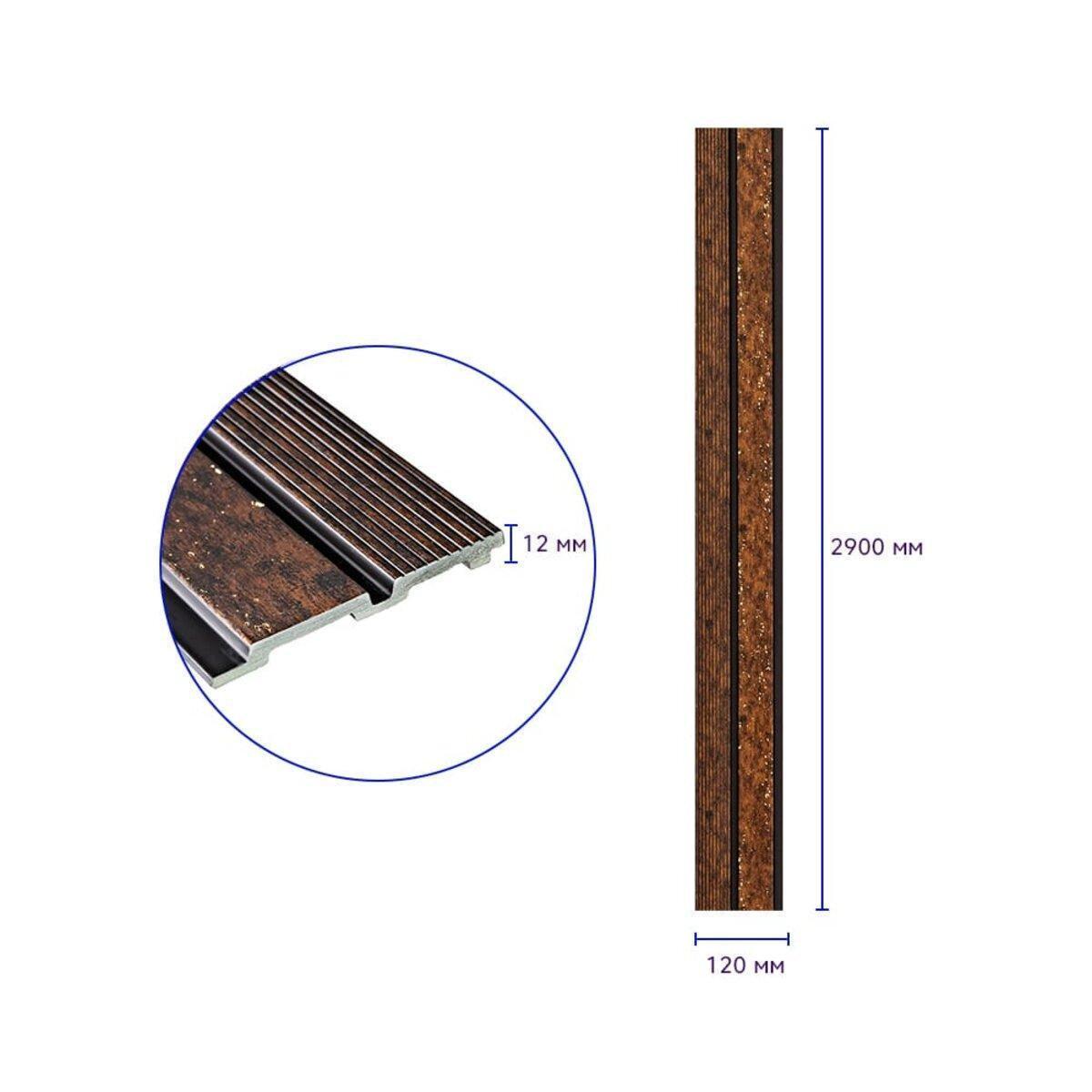 Рельс декоративный PS 2900х120х12 мм Медный с золотыми вкраплениями (SW-00001747) - фото 2