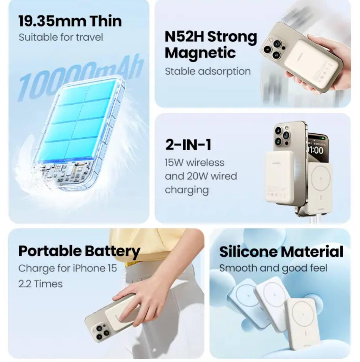 Повербанк UGREEN PB561 10000 mAh 20W Green (45359) - фото 4 Повербанк UGREEN PB561 10000 mAh 20W Green (45359) - фото 4