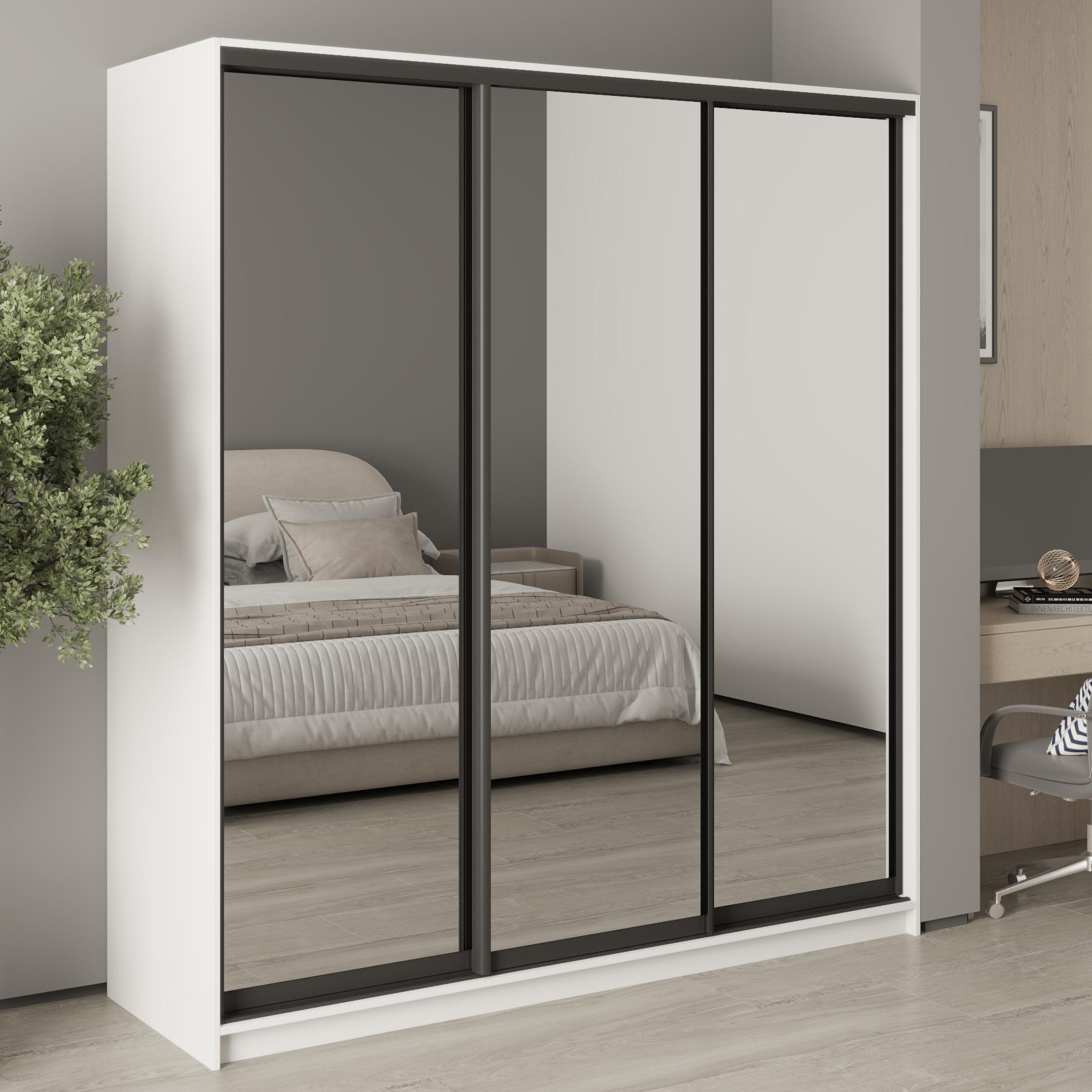 Шкаф-купе трехдверный MebelStar Стандарт BG 3 Зеркала 190x60x210 см Аляска белый (MBS-8443)