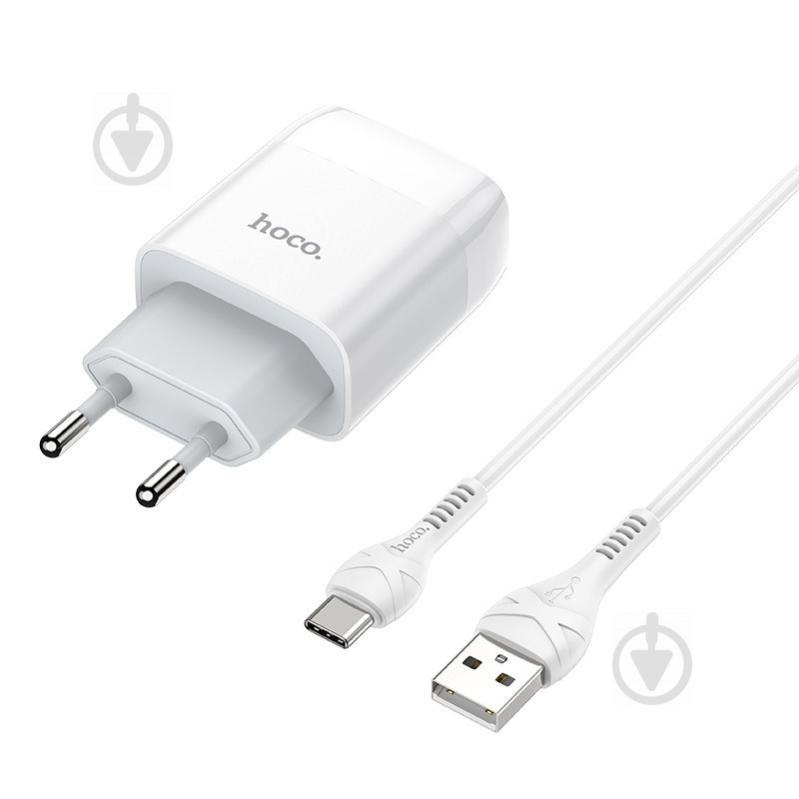 СЗУ Hoco C72A (1USB/2.1A) + Type-C (Белый) 1097365