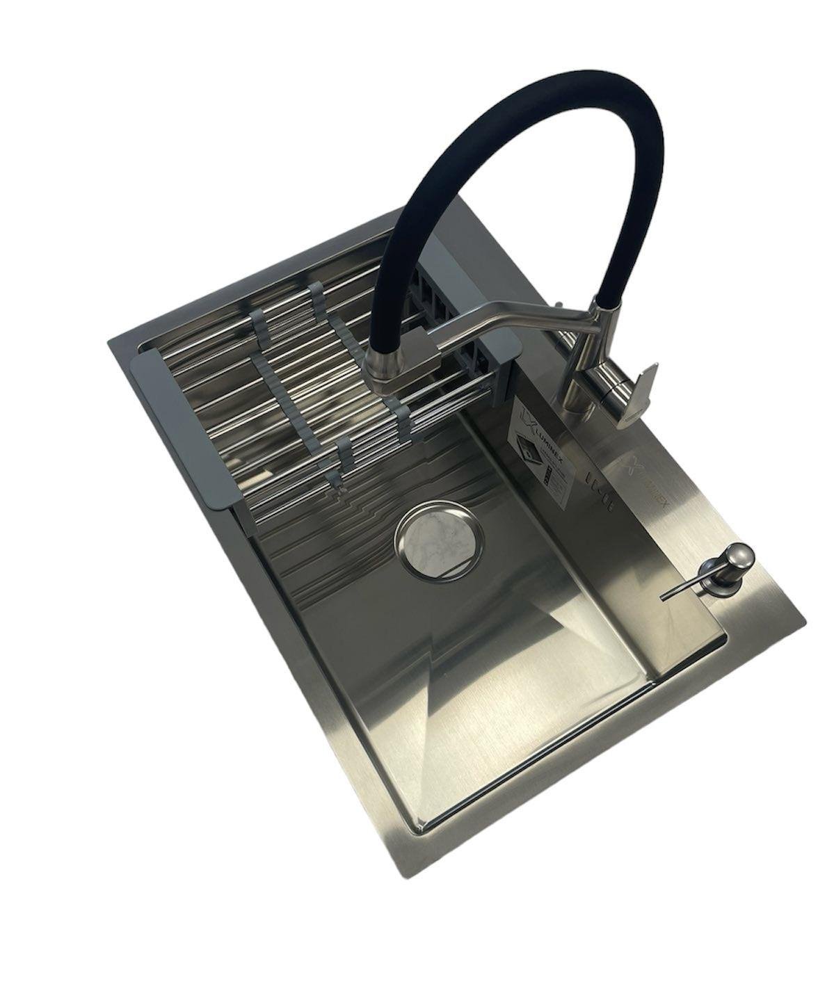 Мойка Luminex 6045 PVD 4в1 3,0/1,0 мм и кран для кухни с подключением к фильтру