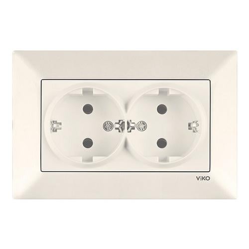 Розетка двойная Viko Meridian с заземлением Кремовый (1618366680)