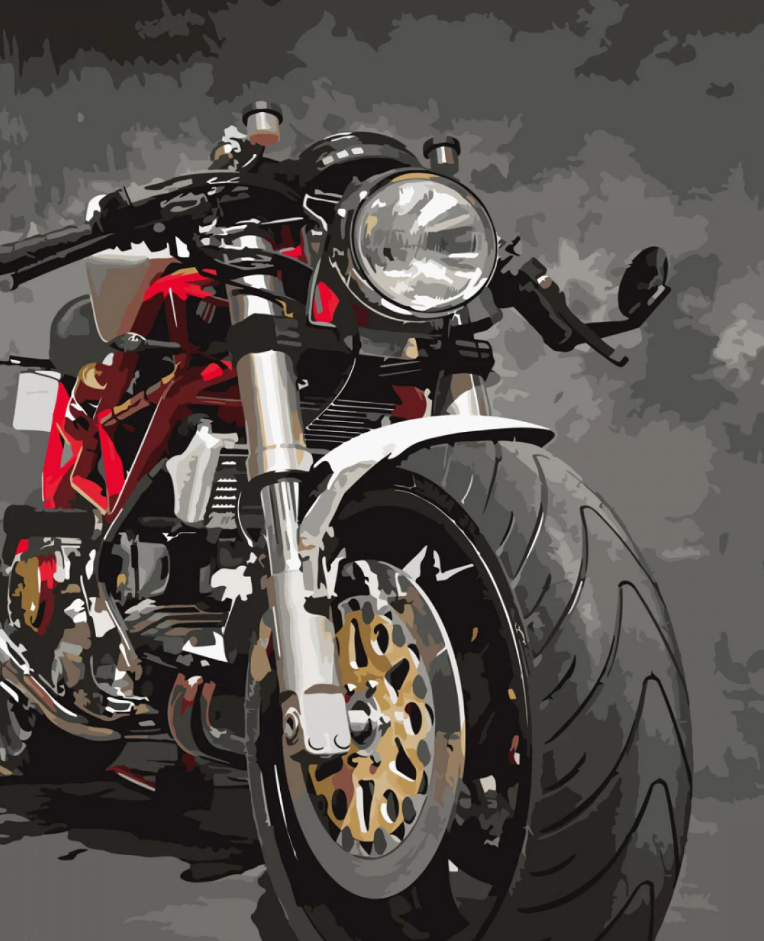 Картина по номерам Strateg Премиум Байк с лаком и уровнем 40x50 см (SY6662)