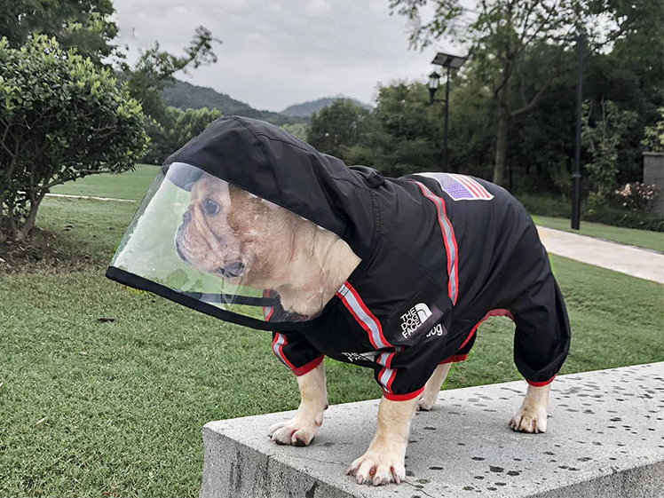 Дождевик для собак с капюшоном Dog Face S Черный Дождевик для собак с капюшоном Dog Face S Черный