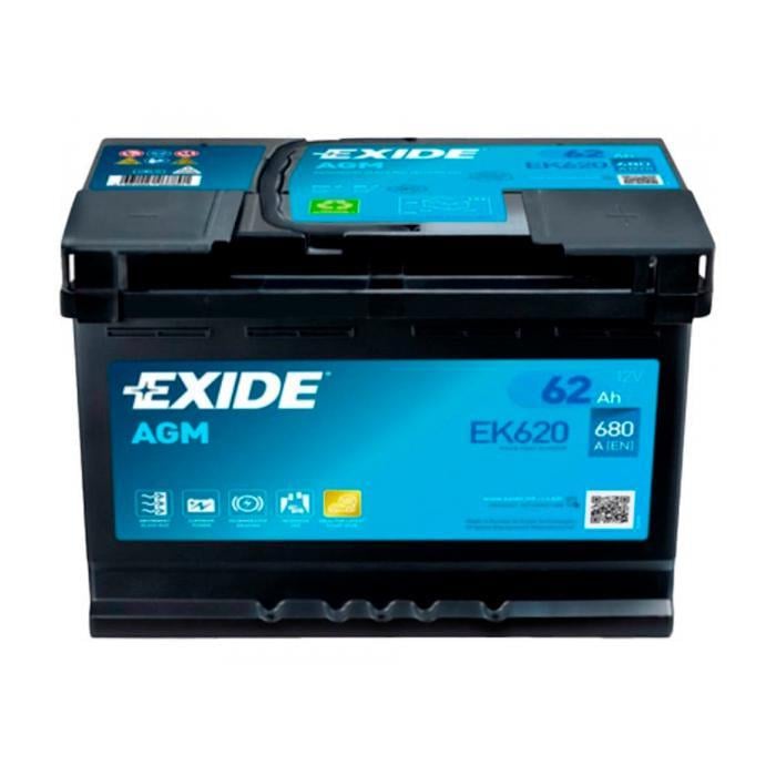 Аккумулятор автомобильный EXIDE Start-Stop EK620 AGM EN 6СТ-62 Ah АзЕ 680А (154579)
