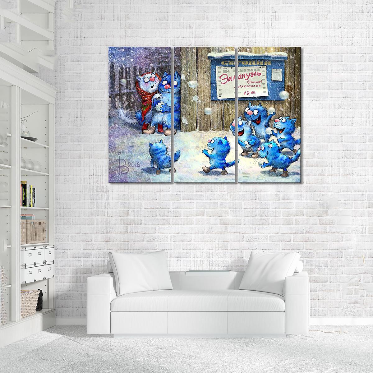 Модульна картина Ігри в сніжки 3 модуля 90x135 см Модульна картина Ігри в сніжки 3 модуля 90x135 см