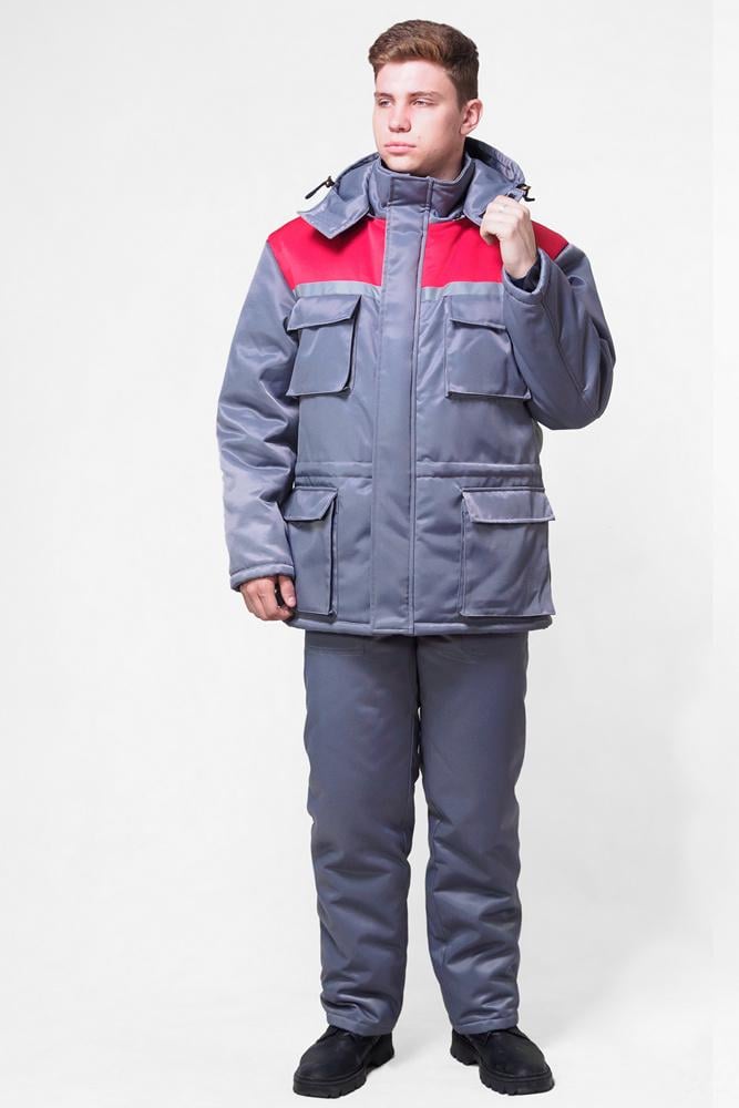 Куртка робоча утеплена Оріон р. 52/54 182-188 см Сірий/Темно-червоний (24836723) - фото 2 Куртка робоча утеплена Оріон р. 52/54 182-188 см Сірий/Темно-червоний (24836723) - фото 2