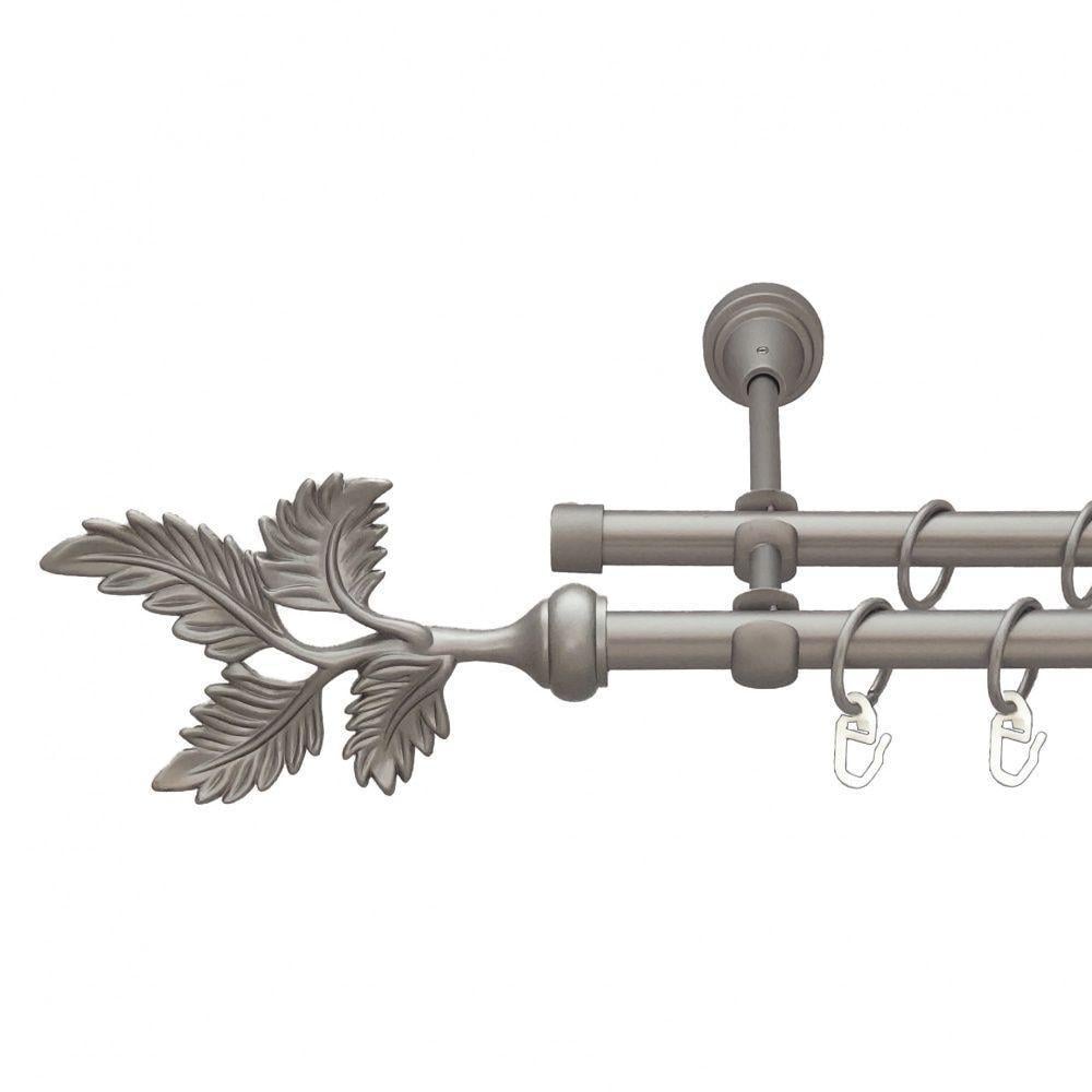 Карниз для штор Orvit Папоротник двухрядный гладкий 16\16 мм 240 см Сатин (6098980)