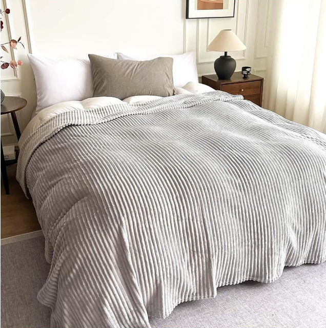 Покривало велюрове 220х200 см смуга 2 см (105922-4)