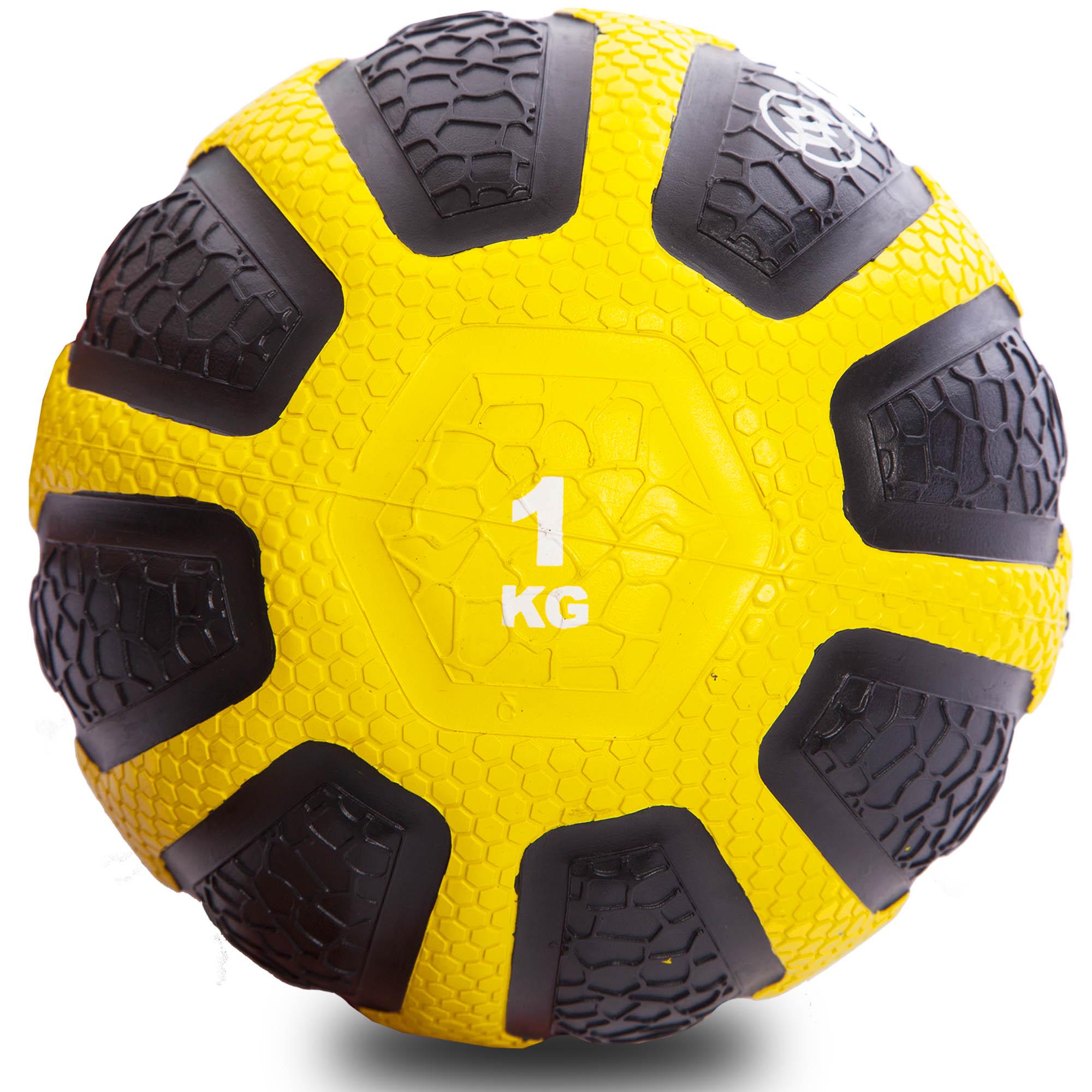 Мяч медицинский медбол Zelart Medicine Ball FI-0898-1 1кг Черный / Желтый (DR003449) - фото 1